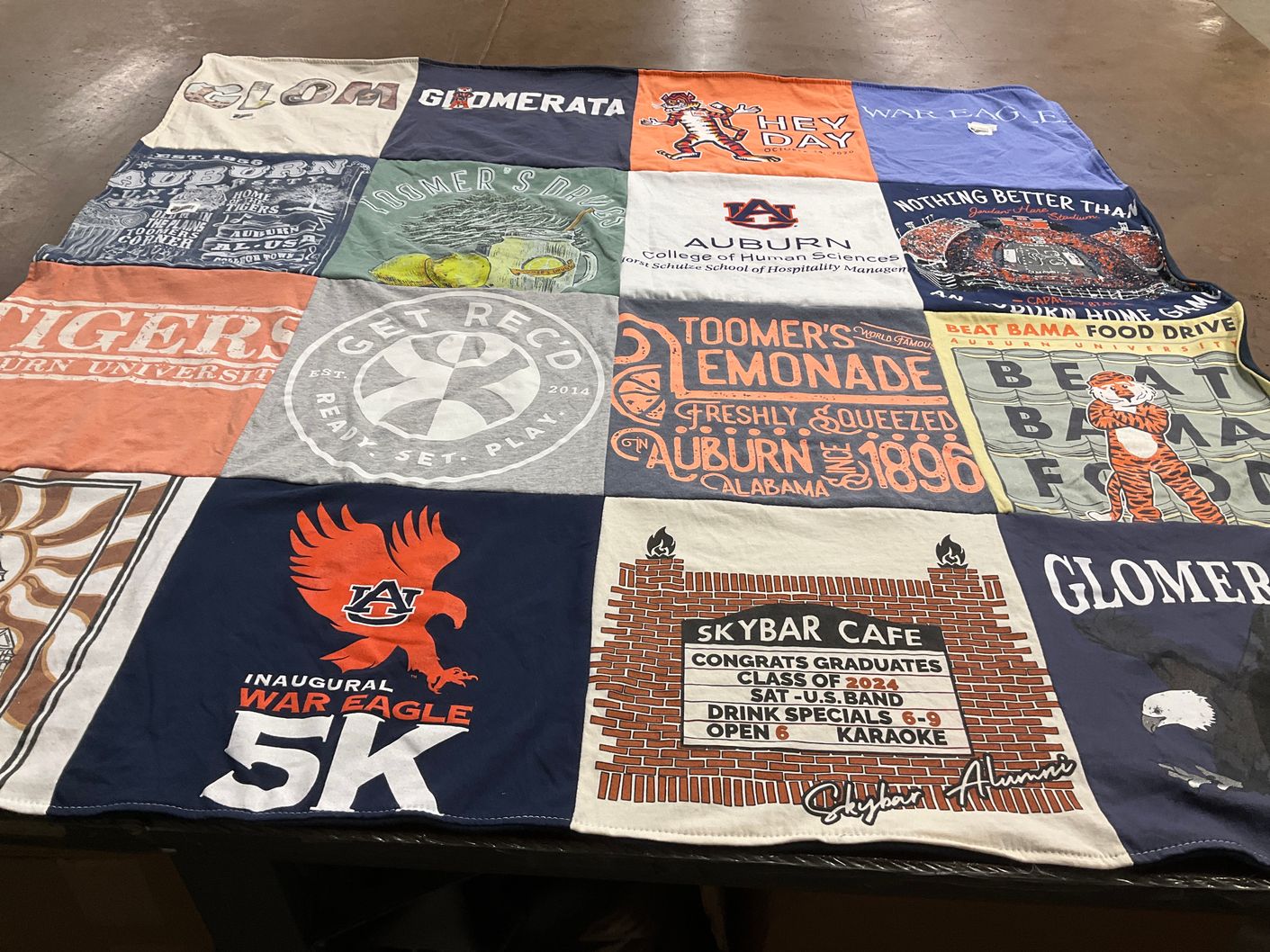 T-shirt quilt featuring auburn university tigers by Lily from GA