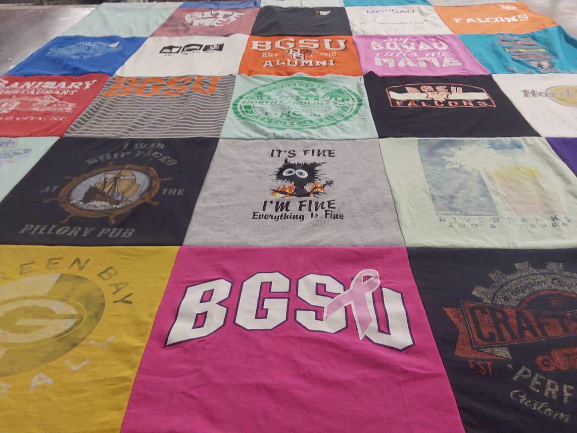 T-shirt quilt featuring bowling green state university falcons by Sarah from NC