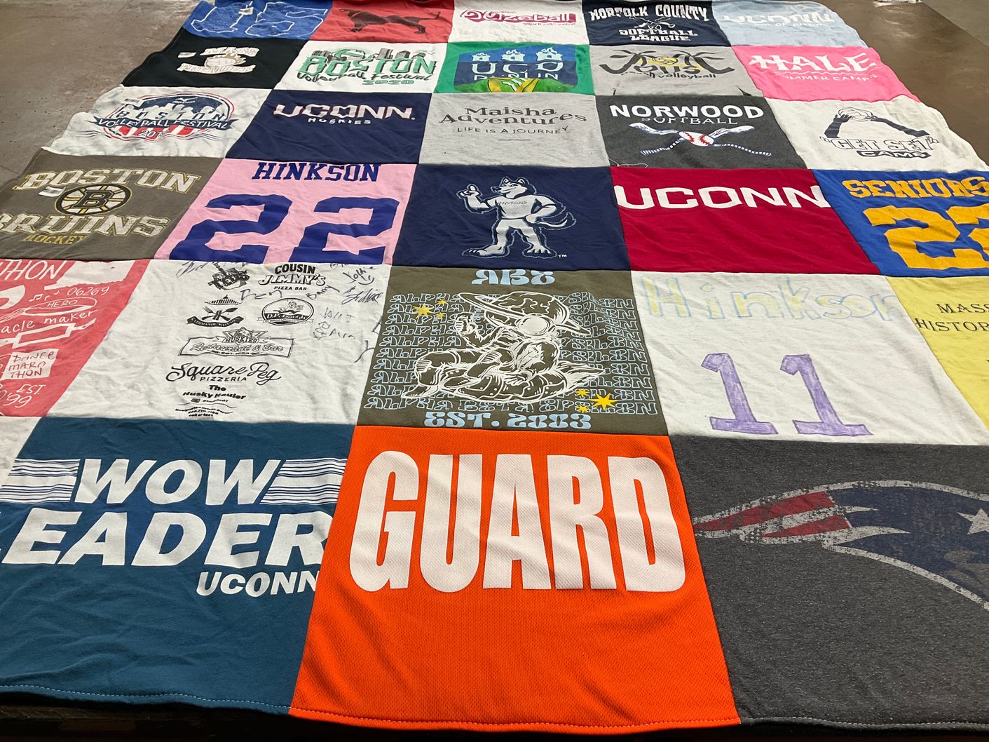 T-shirt quilt featuring boston bruins by Lynda from MA