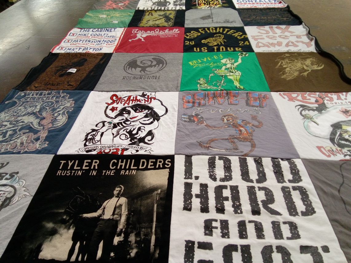 T-shirt quilt with music, concerts themes by Jessica from VA