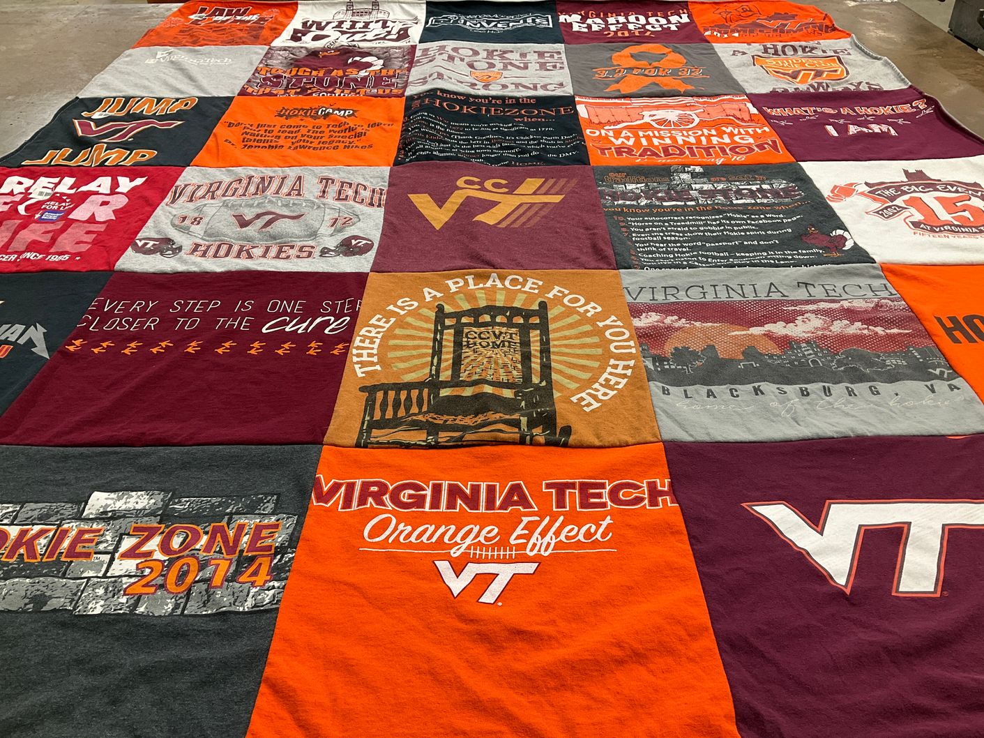 T-shirt quilt featuring virginia tech hokies by Kimberly from AR