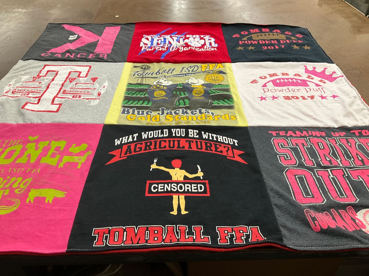 T-shirt quilt featuring tomball cougars by Sabrena from TX