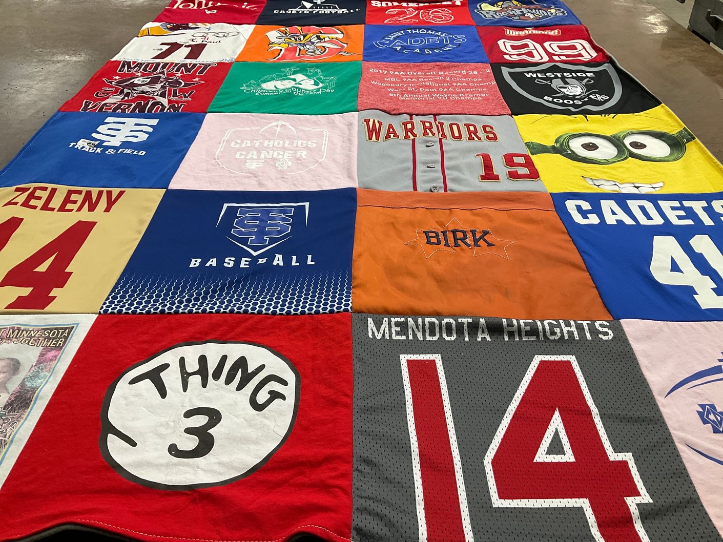 T-shirt quilt featuring warriors by Melissa from MN