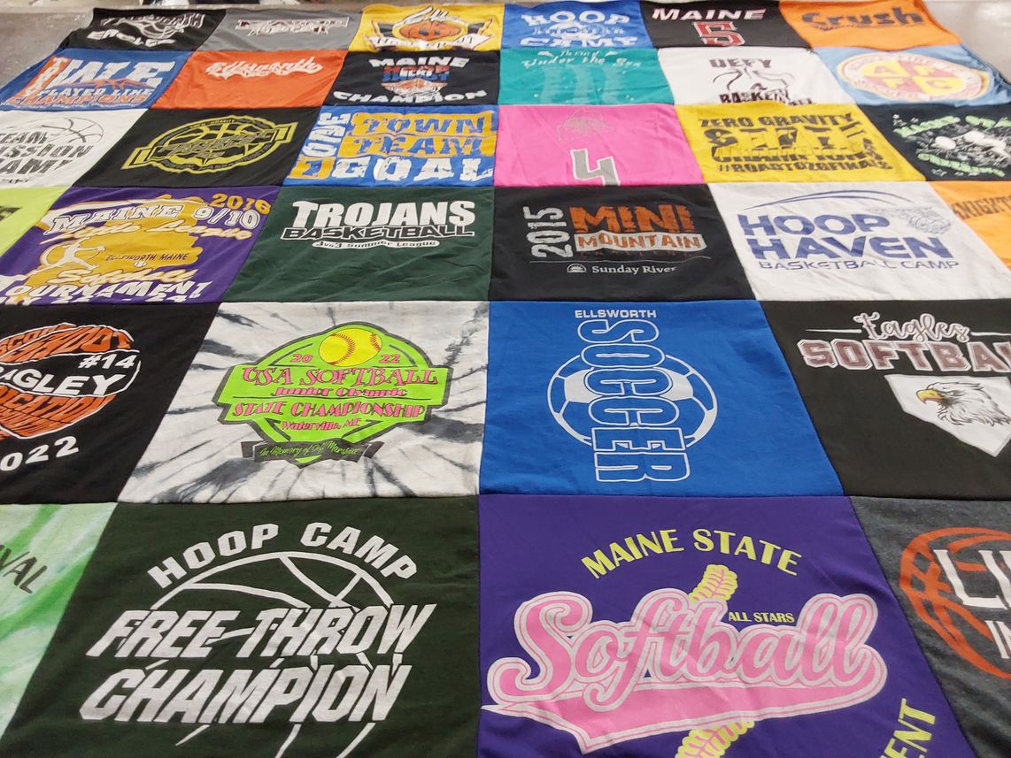 T-shirt quilt featuring maine crush, trojans basketball by Christine from ME