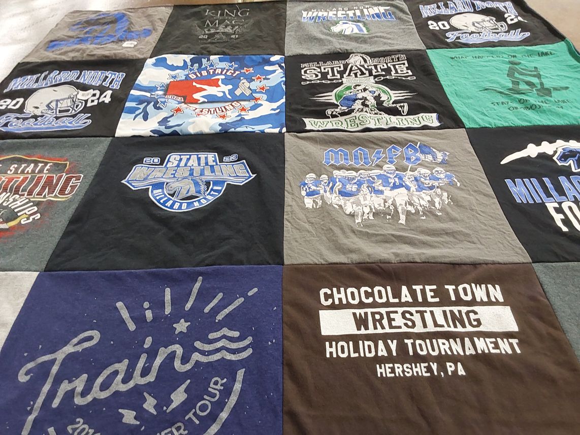 T-shirt quilt featuring millard north high school football, millard north high school wrestling by Sara from NE