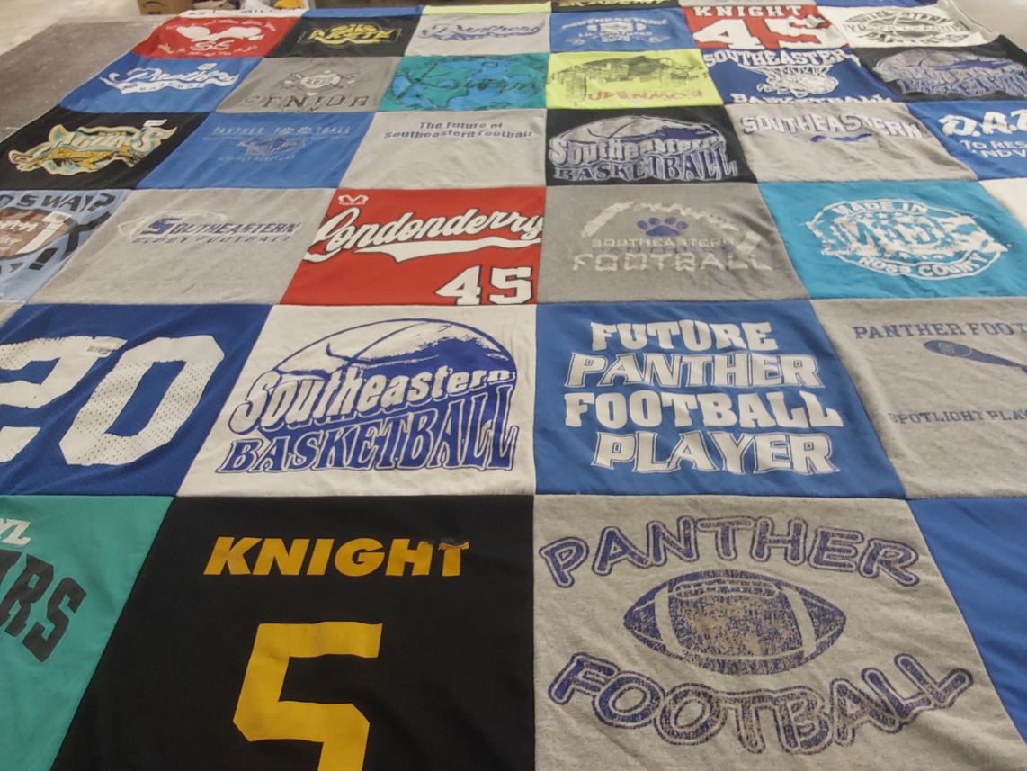 T-shirt quilt featuring southeastern panther football by Lisa from OH