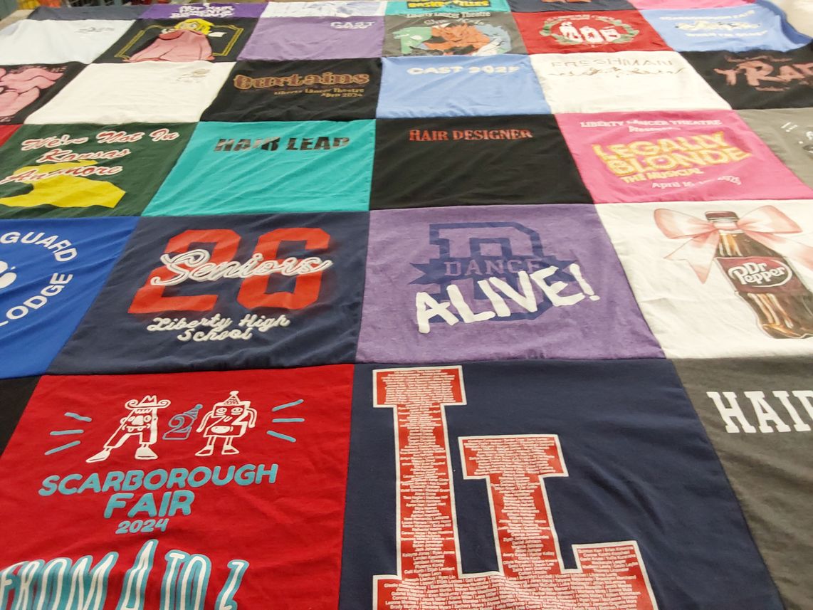 T-shirt quilt from liberty high school by Marti from CO