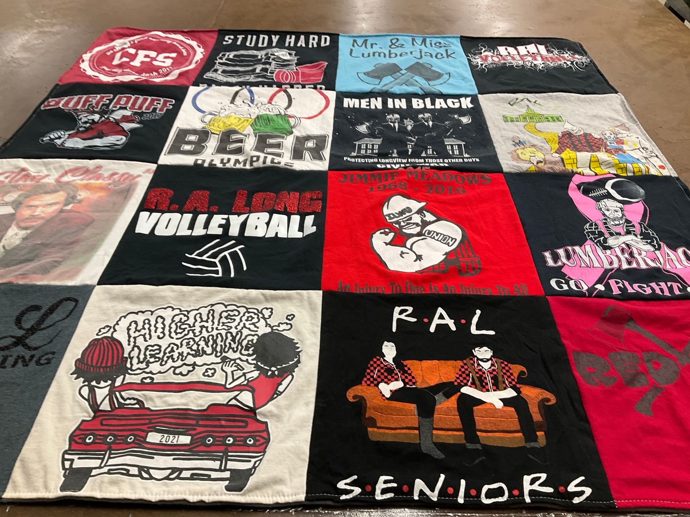 T-shirt quilt from r.a. long high school by Maci from WA