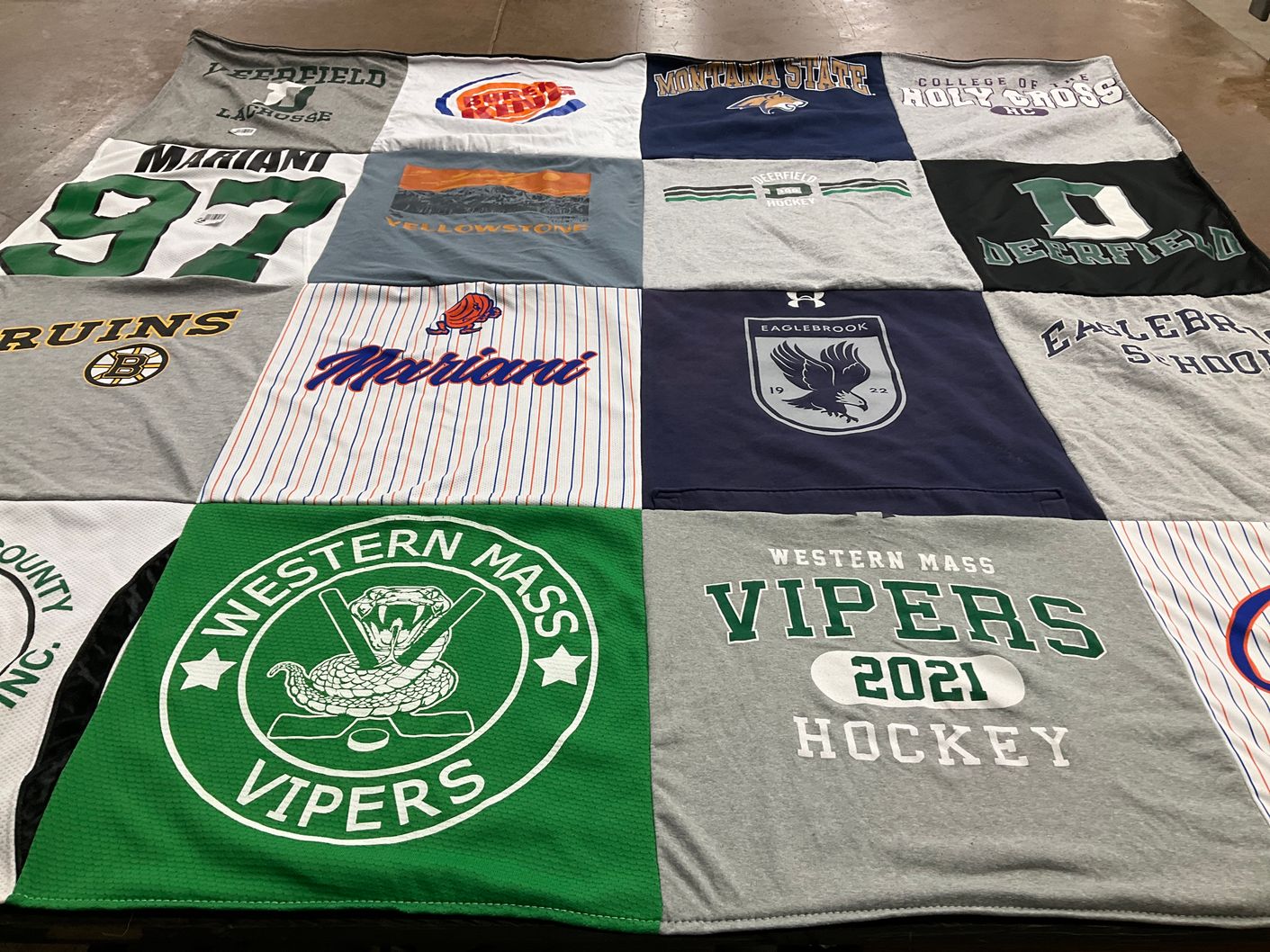 T-shirt quilt featuring western mass vipers, boston bruins by Karen from MA
