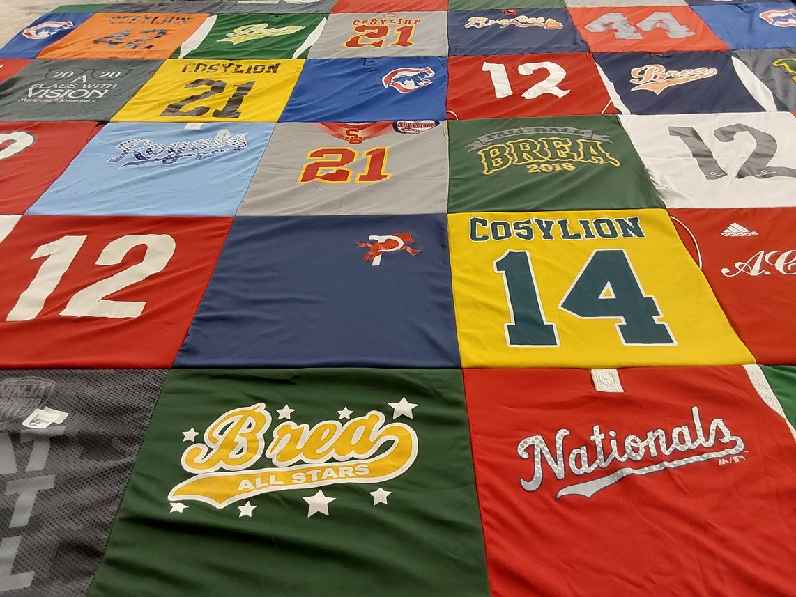 T-shirt quilt from brea olinda high school by Gina from CA