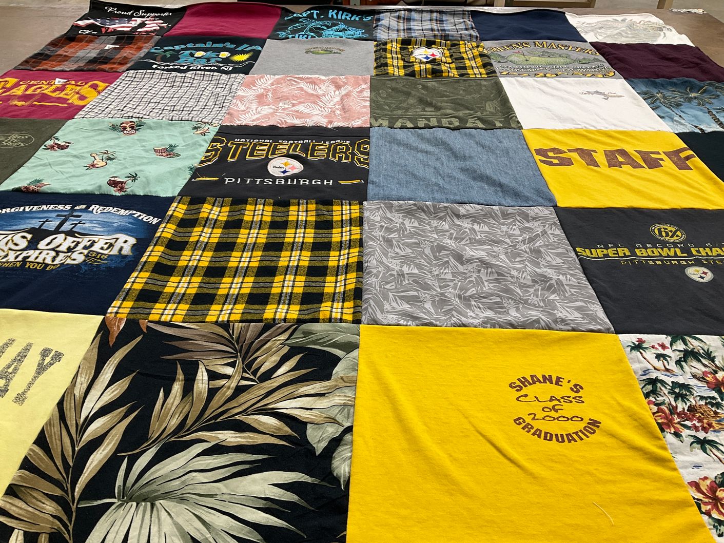 T-shirt quilt featuring pittsburgh steelers, pittsburgh eagles by Jacqueline from NJ
