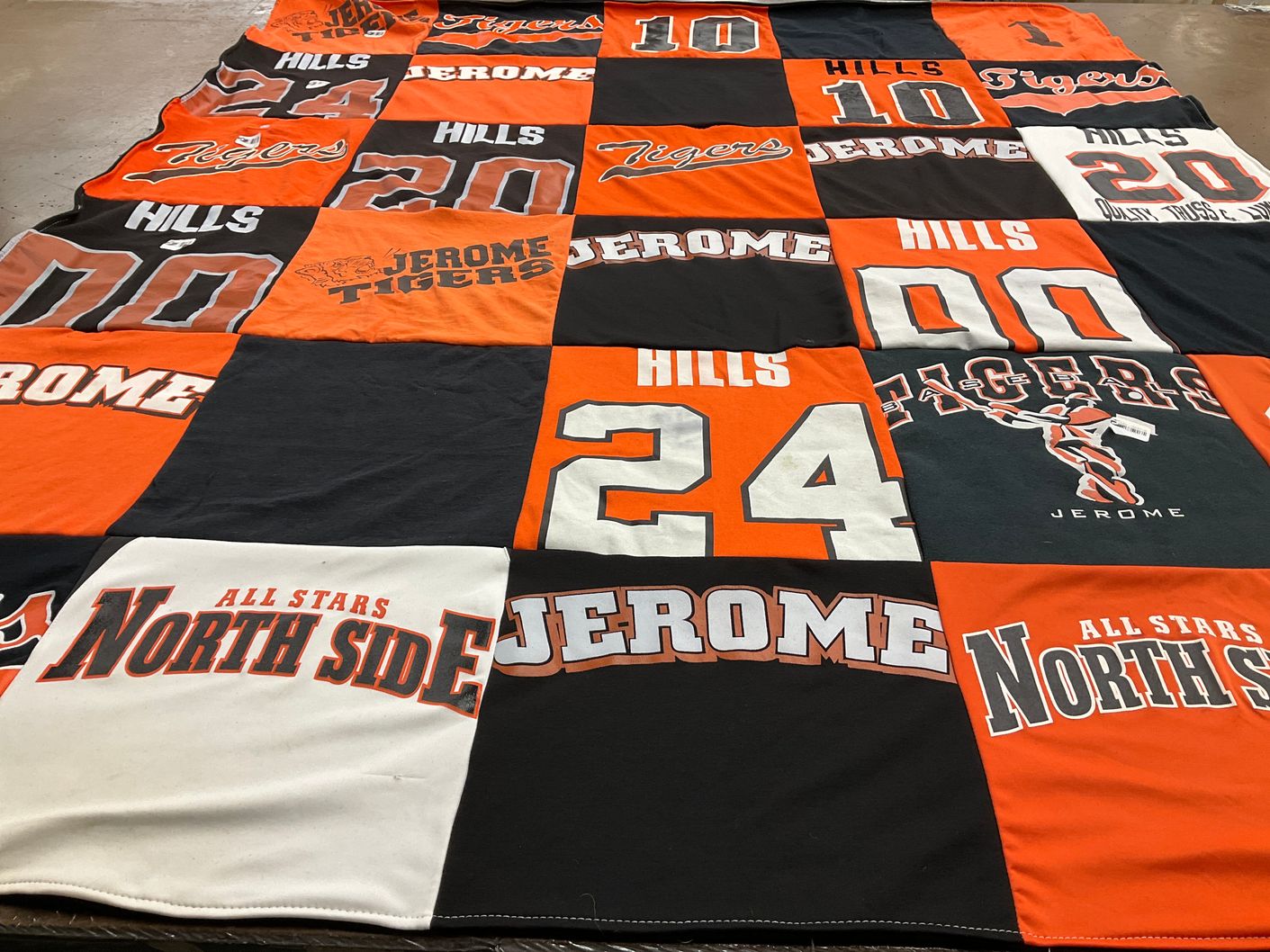 T-shirt quilt featuring jerome tigers by Tracy from ID