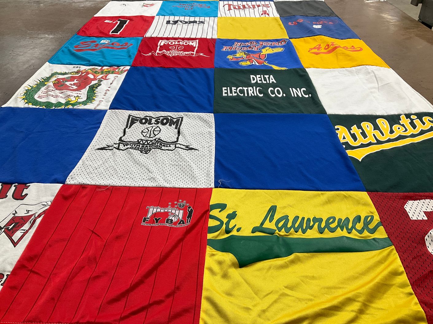 T-shirt quilt featuring folsom basketball, athletic team by DENISE from CA