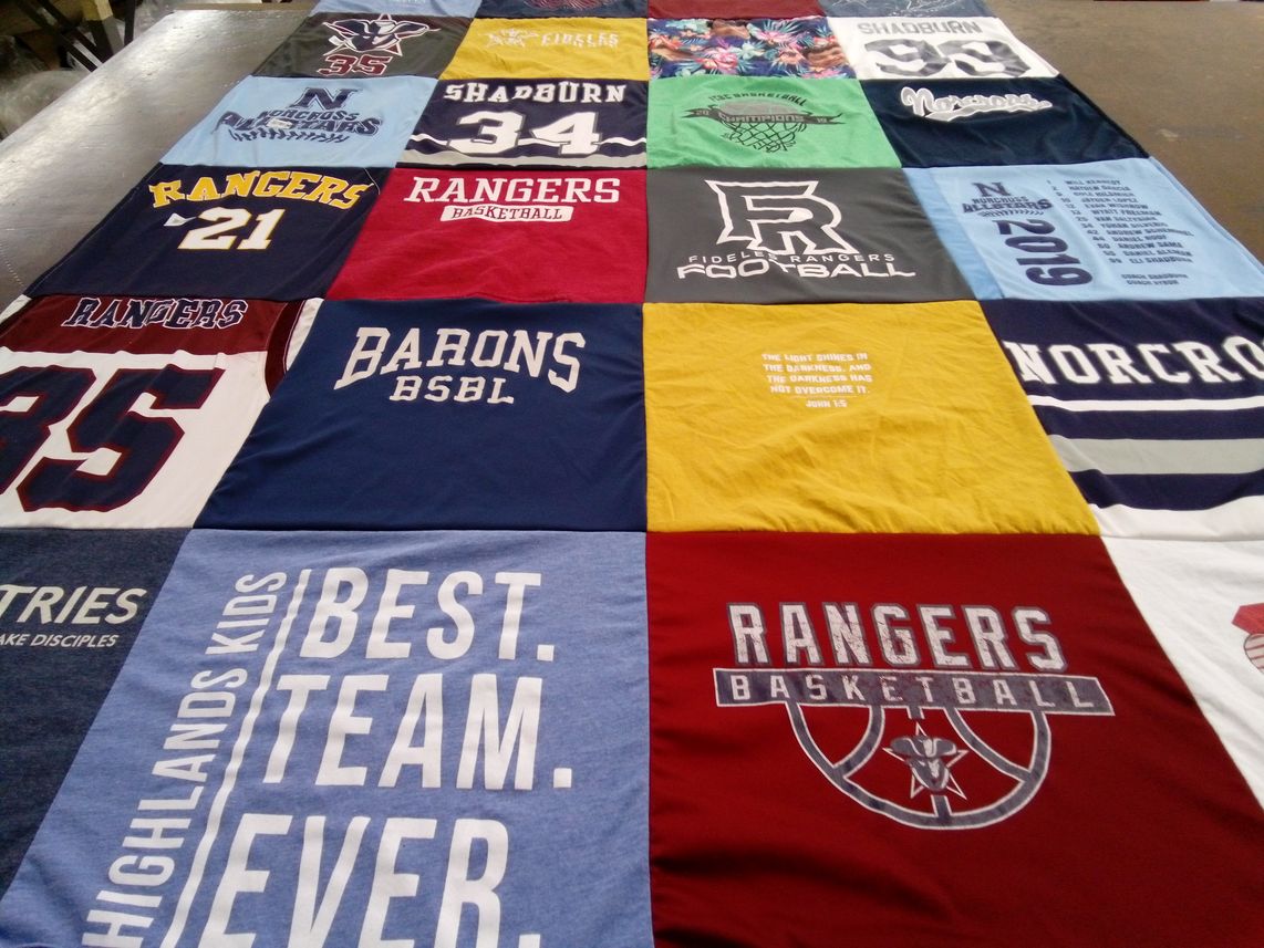 T-shirt quilt featuring rangers basketball, rangers football by Maggie from GA