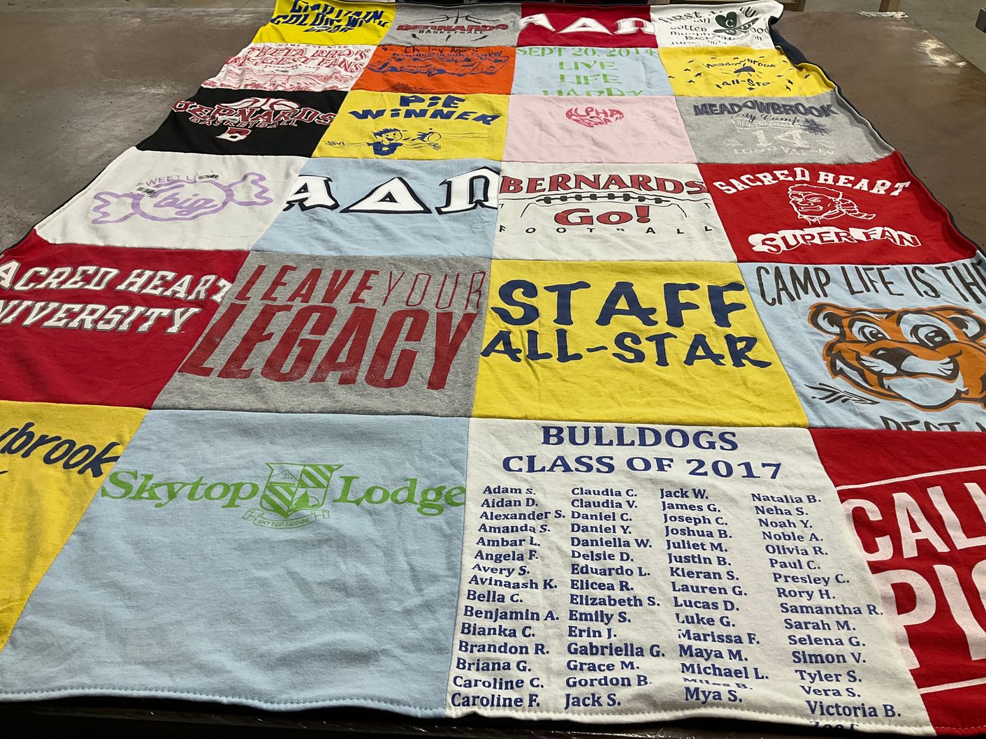 T-shirt quilt featuring bernards high school football, bulldogs by Caroline from RI