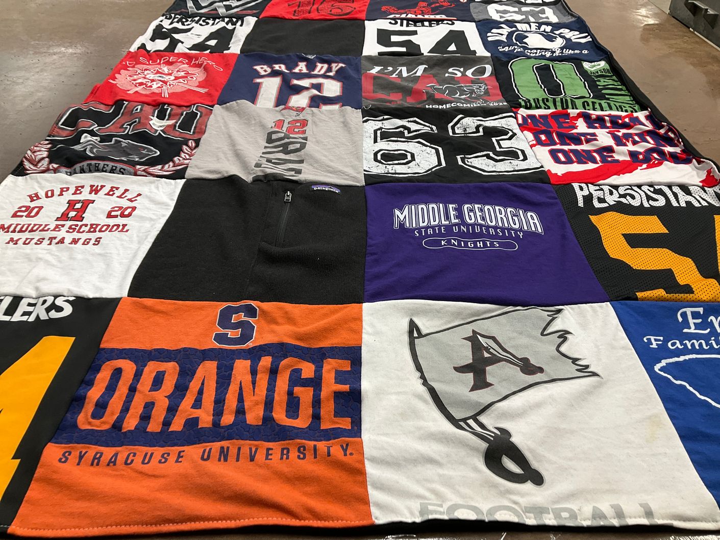 T-shirt quilt from syracuse university, middle georgia state university by Jessica from GA