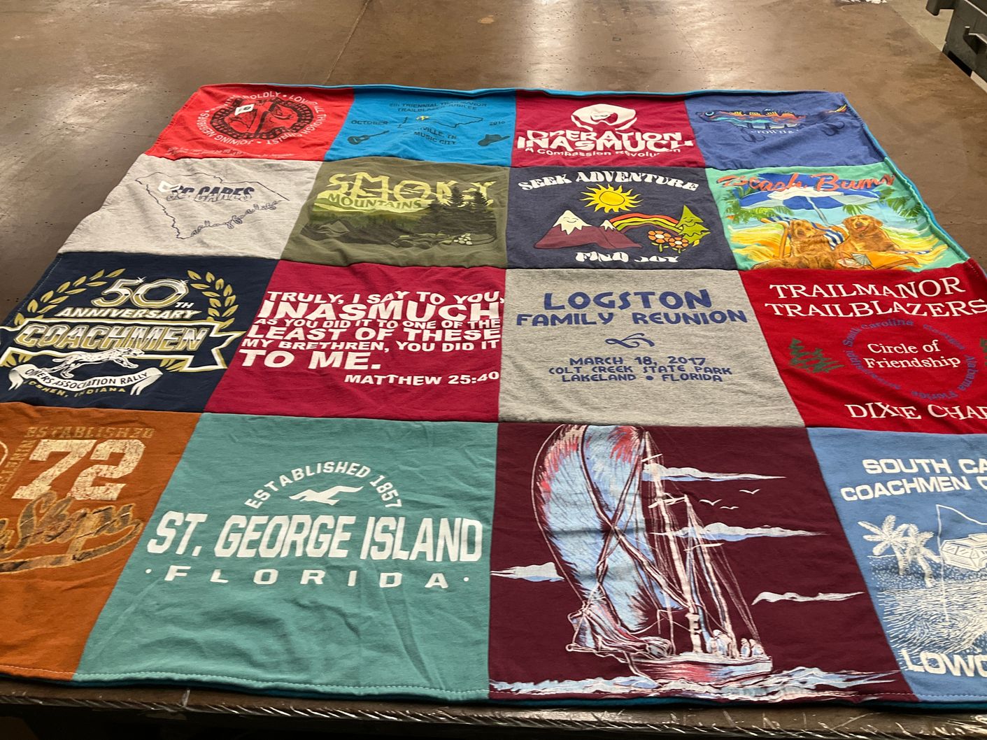 T-shirt quilt featuring trailblazers by Shirley from SC