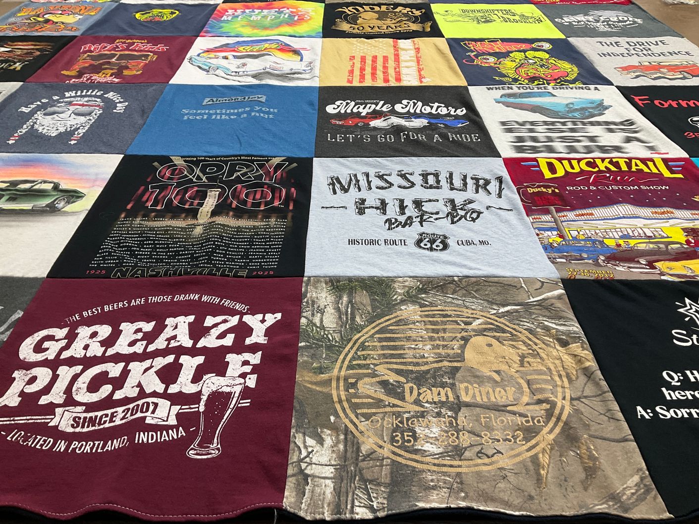 T-shirt quilt with cars, music themes by Aimee from FL