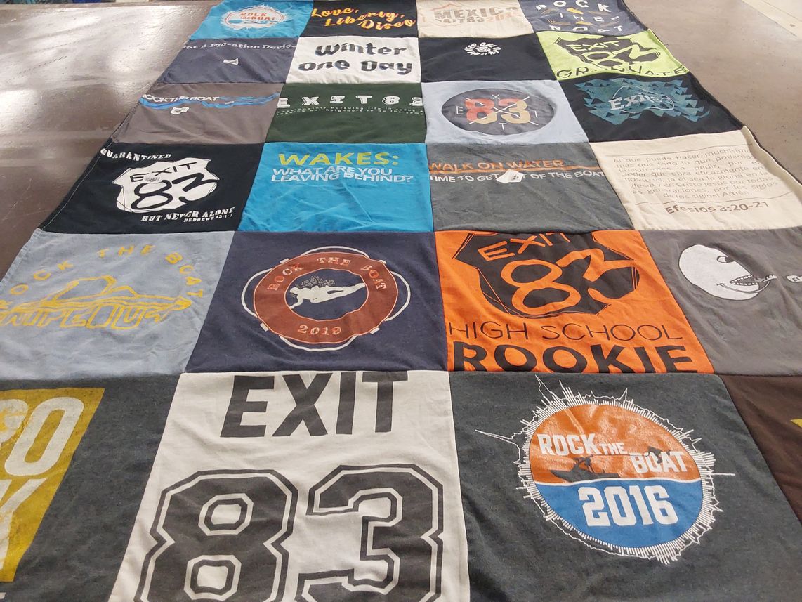 T-shirt quilt from exit 83 high school by Laurie from CA