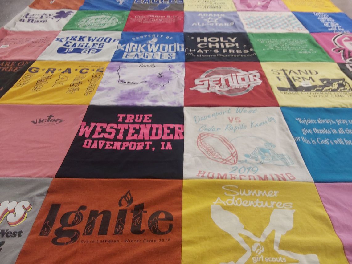 T-shirt quilt from kirkwood college, davenport west high school by MELISSA from IA