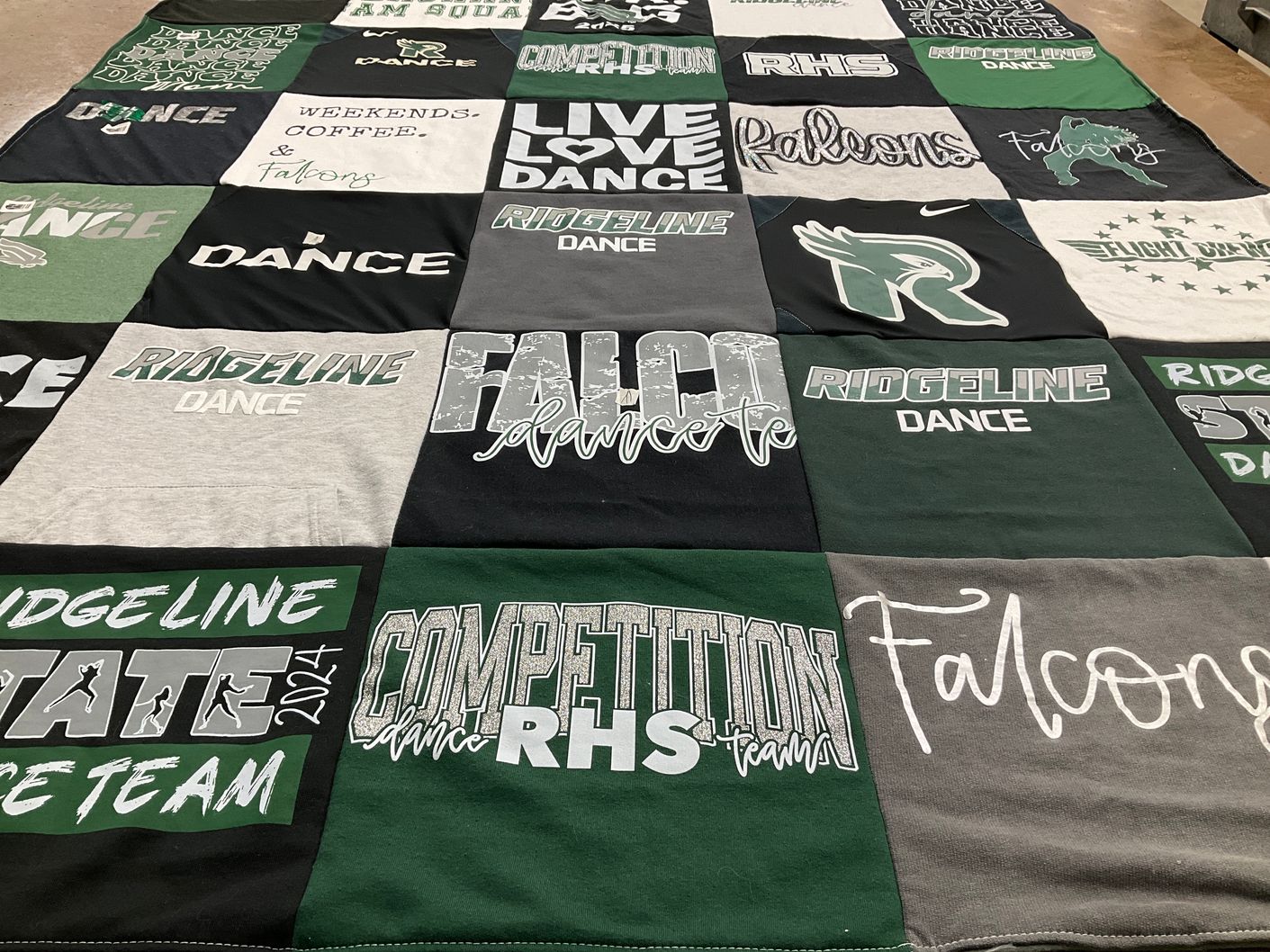 T-shirt quilt featuring ridgeline dance team by Angela from WA