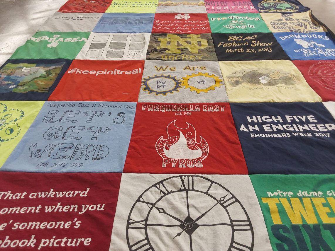 T-shirt quilt from notre dame university by Jasmine from NE