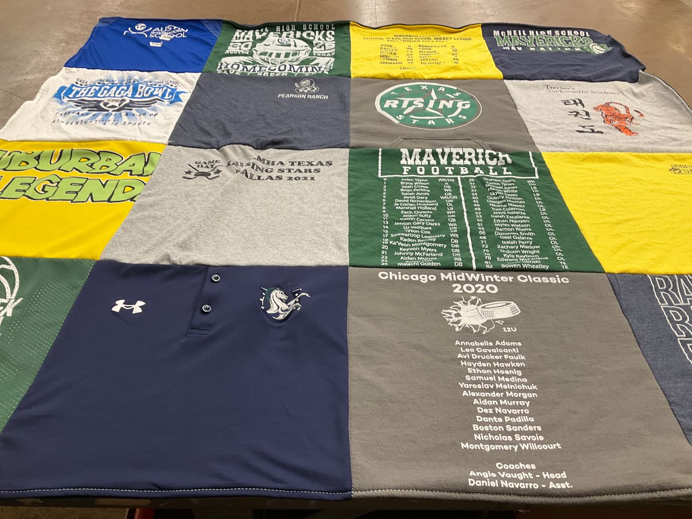 T-shirt quilt featuring maverick football, rising stars by Julia from TX