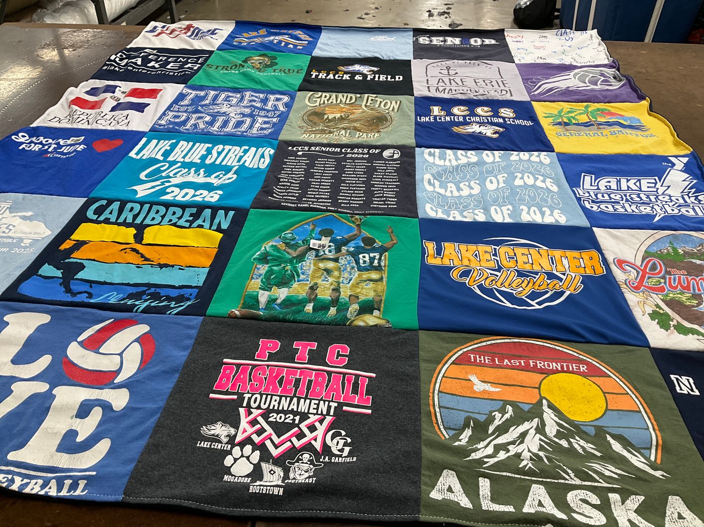 T-shirt quilt featuring lake center volleyball, lake center basketball by Ruth from OH