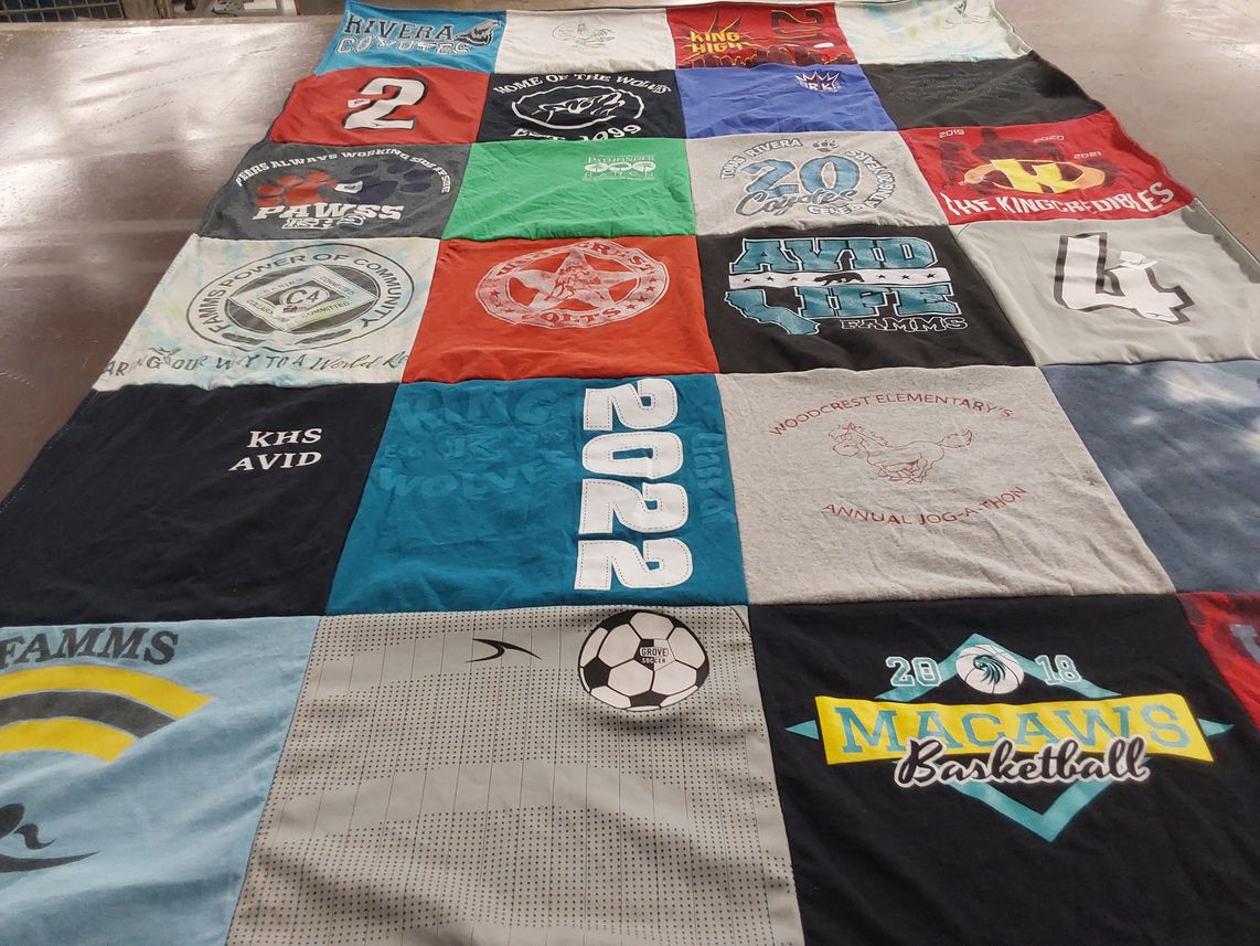 T-shirt quilt featuring macaws basketball by Susie from TN