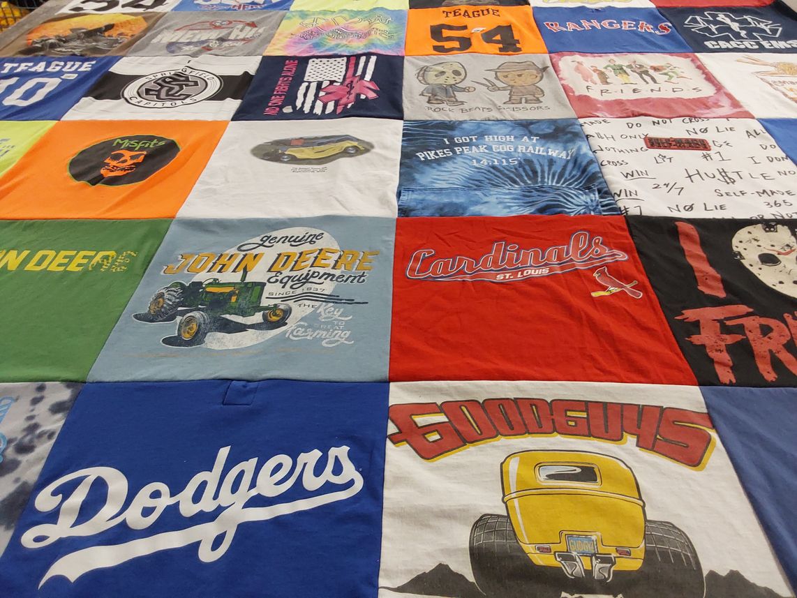 T-shirt quilt featuring st. louis cardinals, los angeles dodgers by Tracy from IL