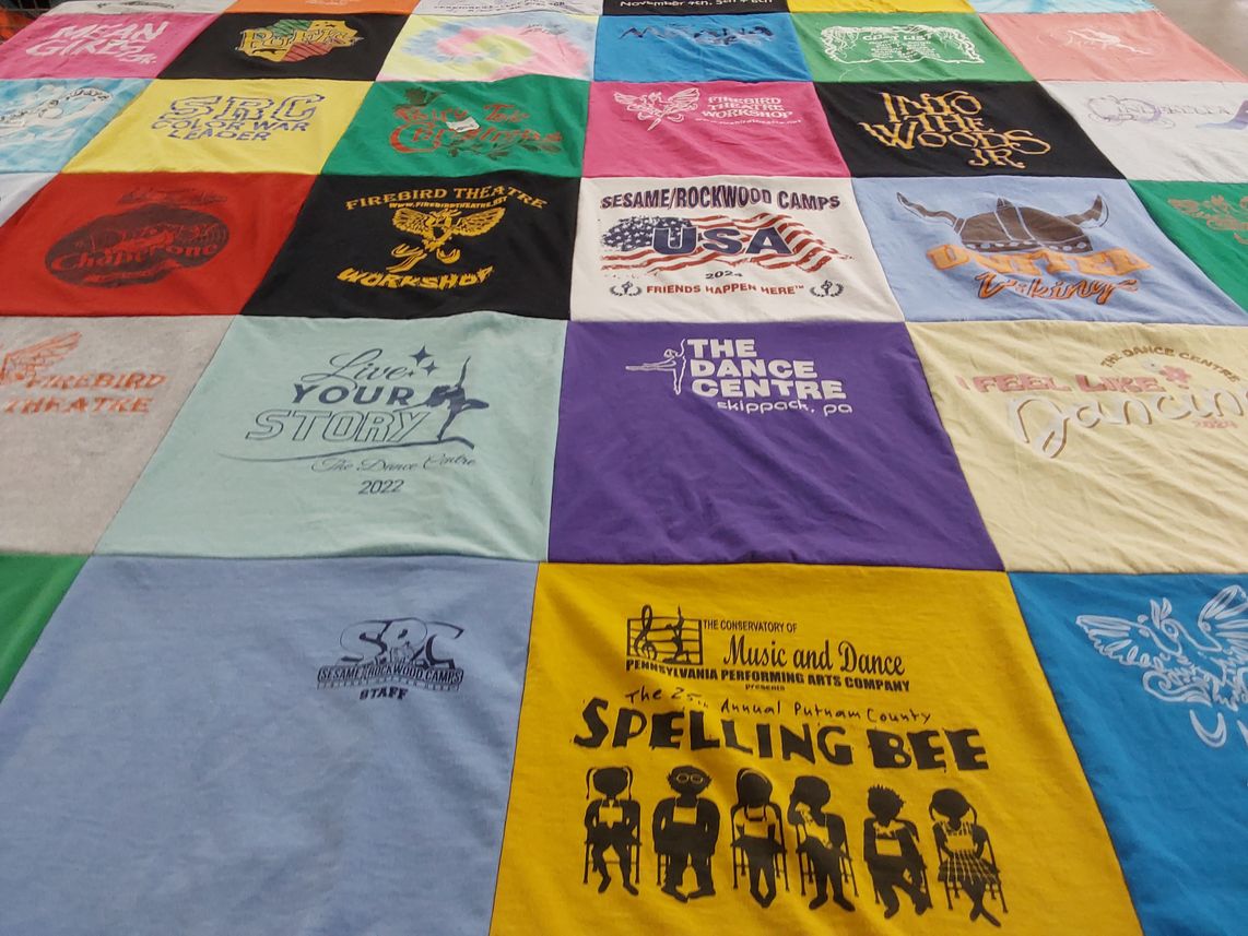 T-shirt quilt with theatre, dance themes by LaurenAnn from PA