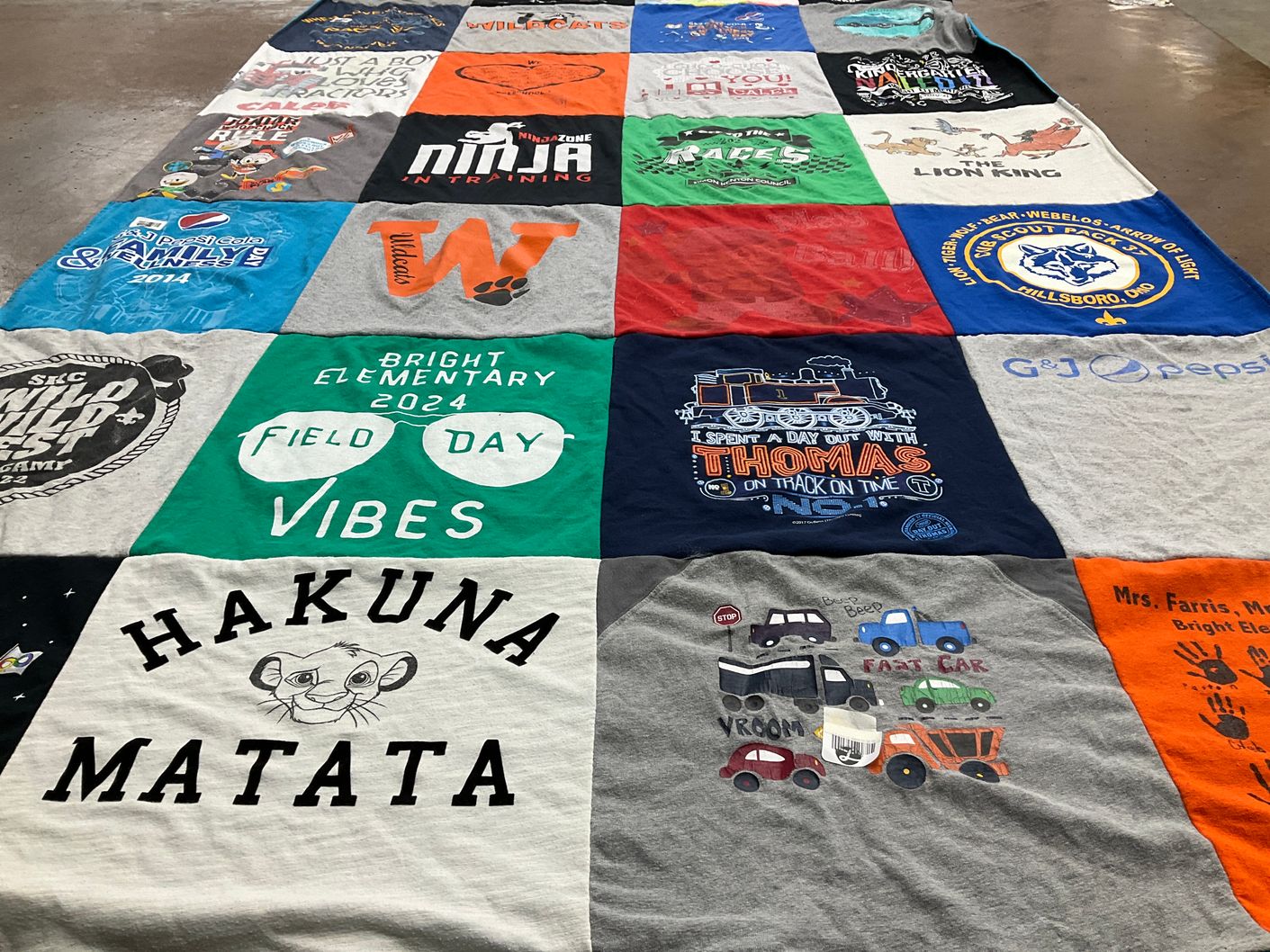 T-shirt quilt from bright elementary school by Deanna from OH