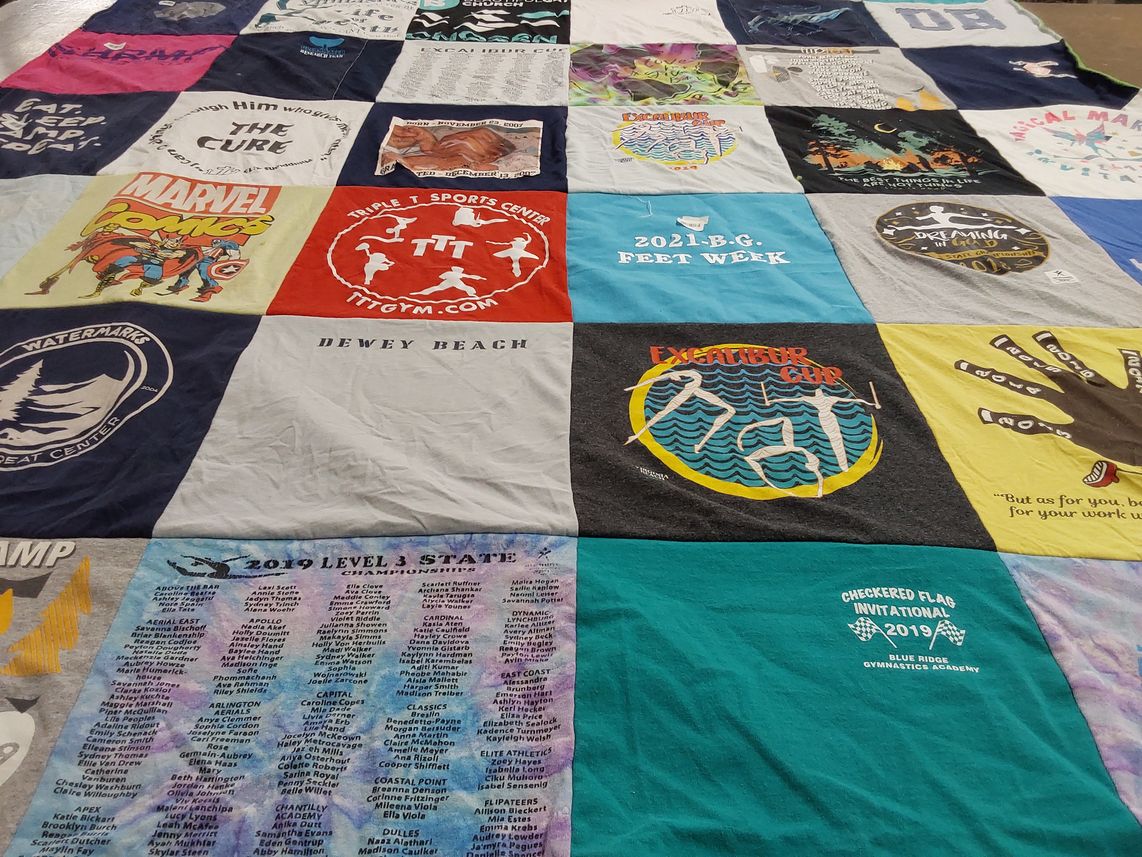 T-shirt quilt with gymnastics, sports themes by John from VA