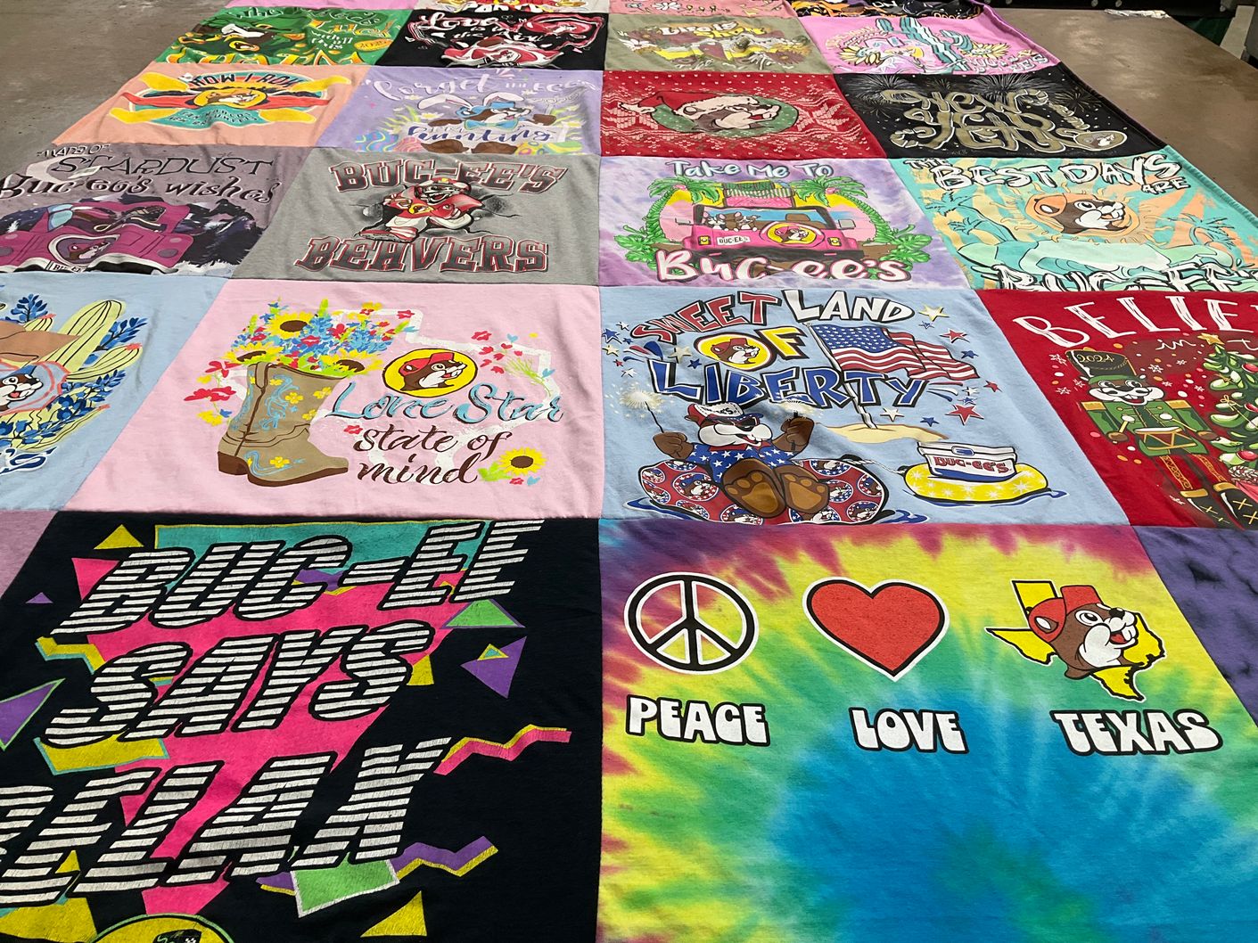 T-shirt quilt with texas pride themes by Paula from AR