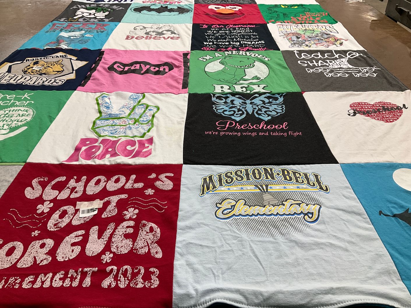 T-shirt quilt from mission-bell elementary by Tamara from CA