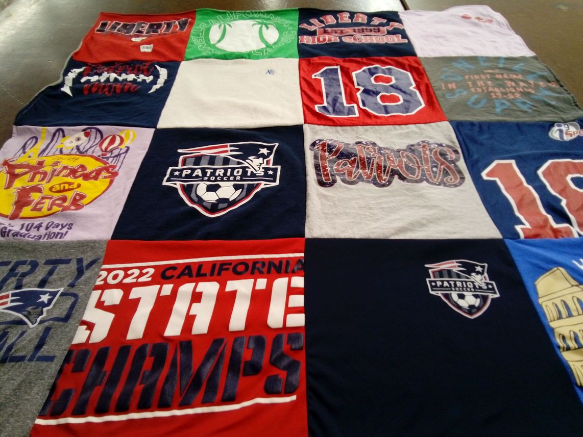 T-shirt quilt featuring patriots soccer by Tiffany from CA