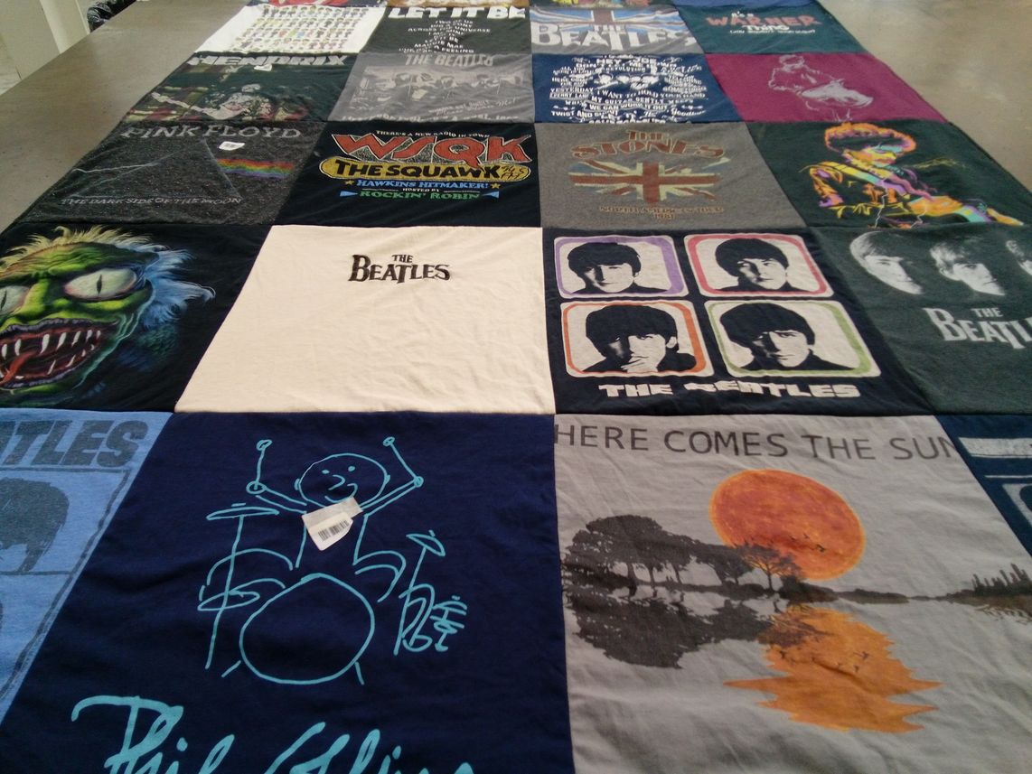 T-shirt quilt with music, bands themes by Robert from GA