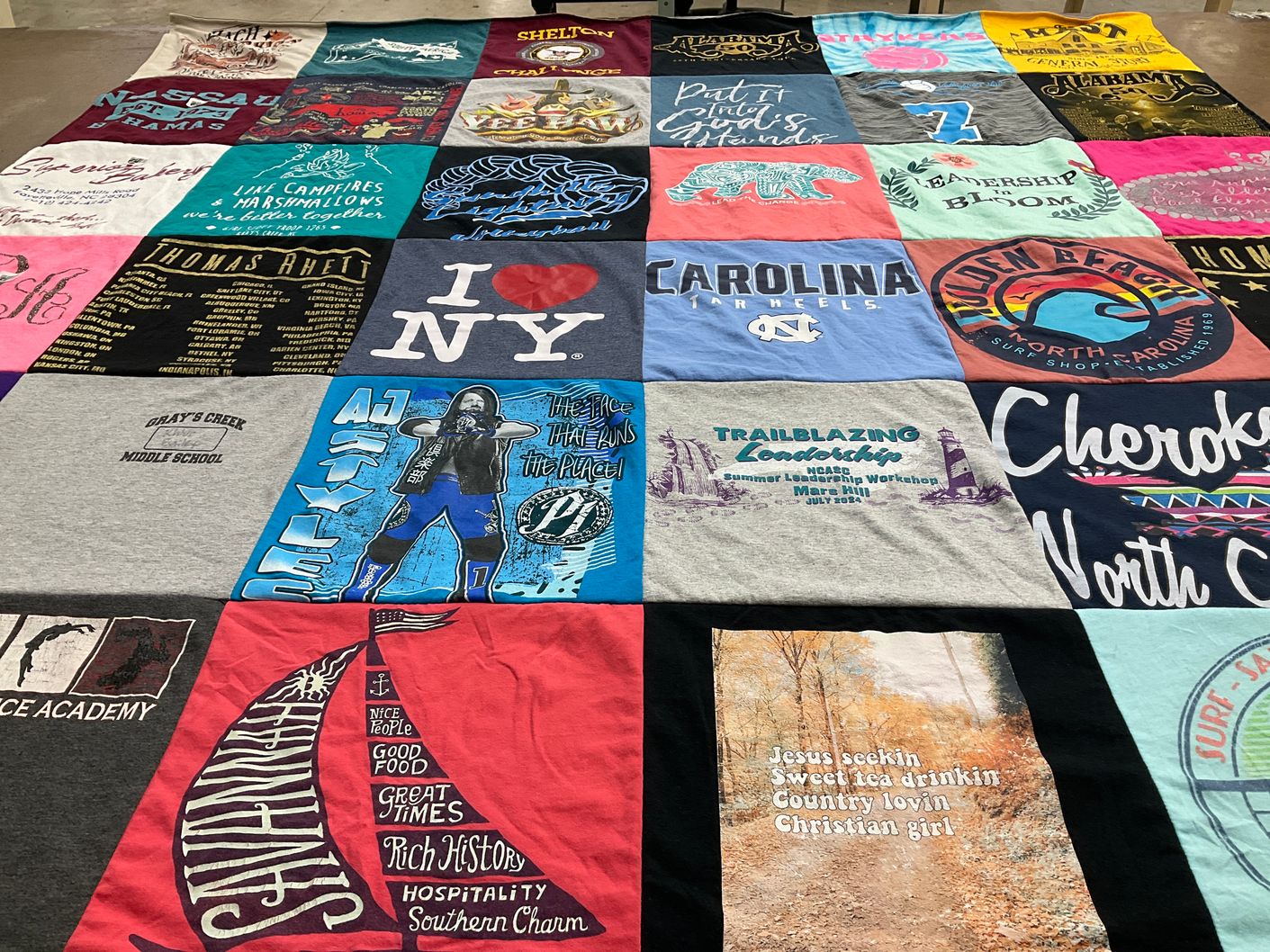 T-shirt quilt featuring north carolina tarheels by Patrick from NC