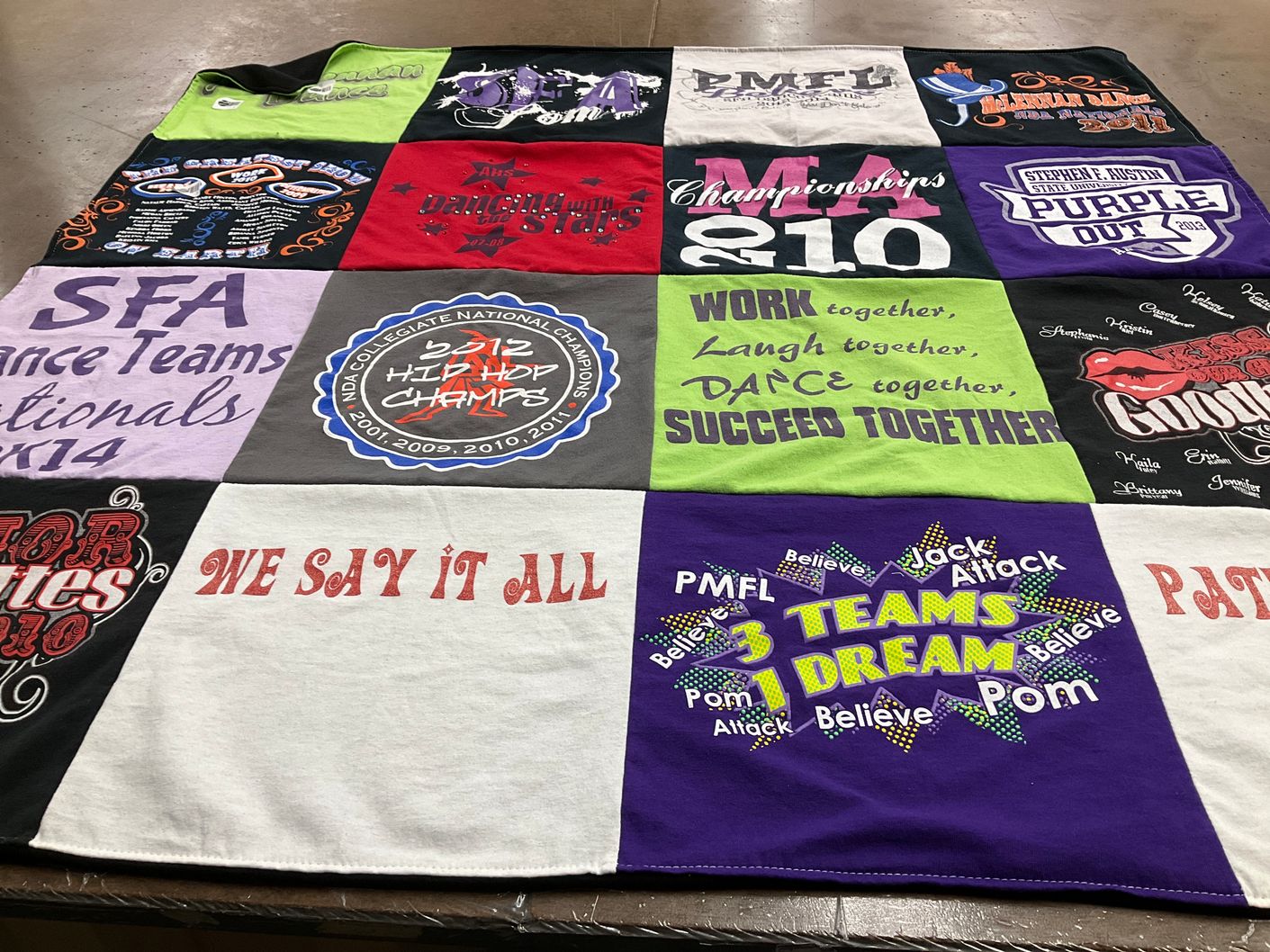 T-shirt quilt from stephen f. austin state university by Robin from TX