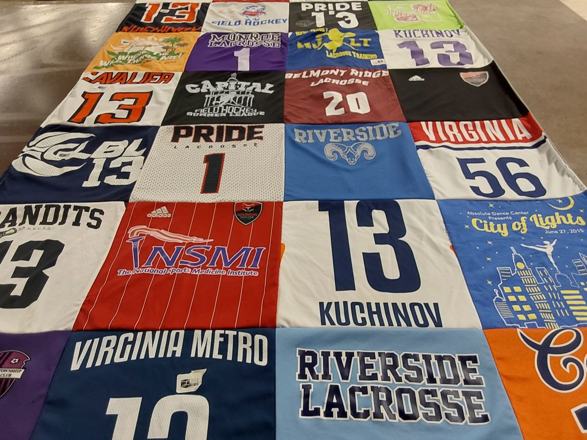 T-shirt quilt featuring virginia lacrosse, pride lacrosse by kelley from VA