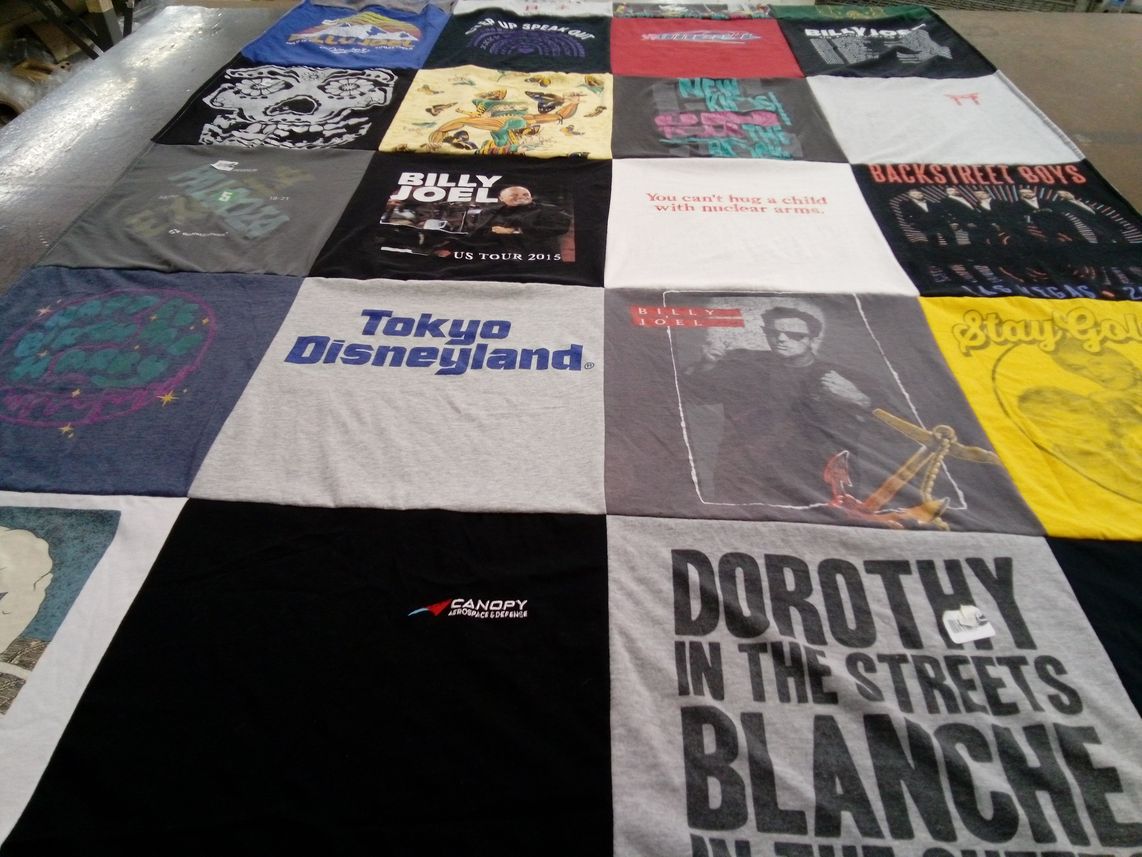 T-shirt quilt with music, theater themes by Alyson from CO