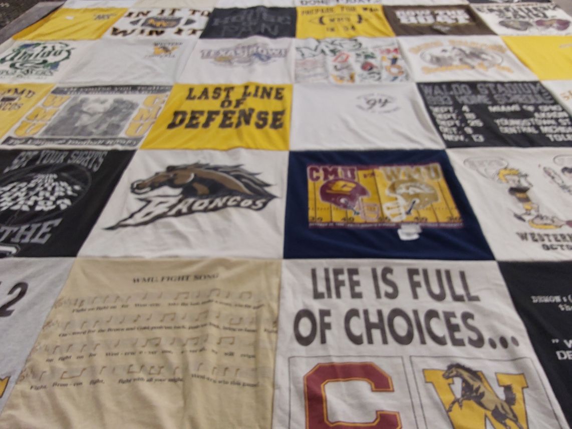 T-shirt quilt featuring western michigan university broncos by Karl from TX