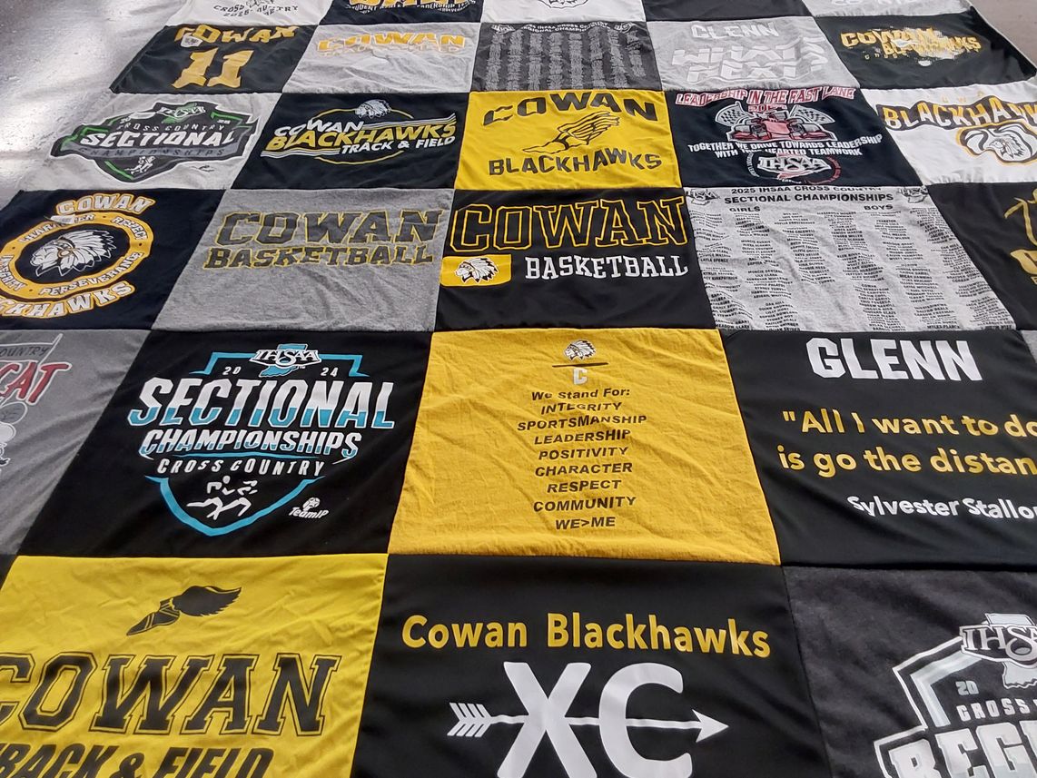 T-shirt quilt featuring cowan blackhawks by Selena from IN