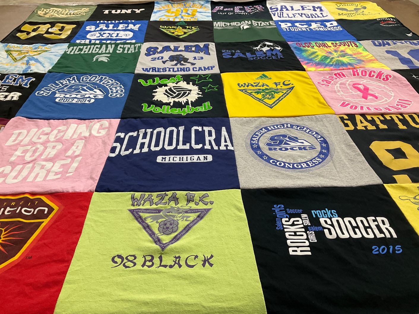 T-shirt quilt featuring waza fc, salem rocks by Meagan from MI