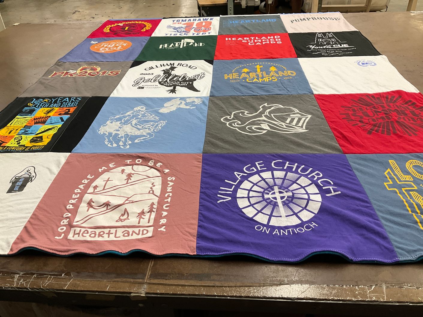 T-shirt quilt with faith, community themes by Jean from KS