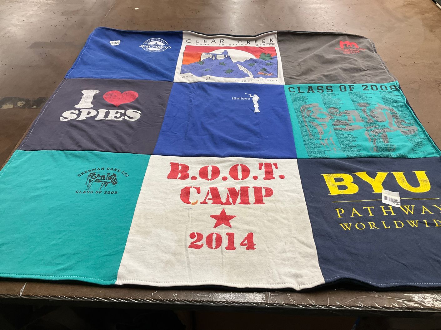 T-shirt quilt from brigham young university by Laila from CA