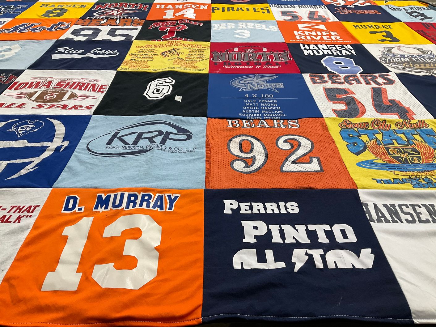 T-shirt quilt featuring pinto baseball team by Jennifer from IA