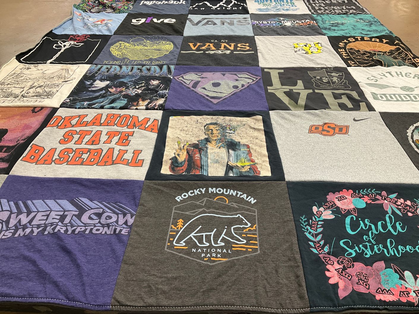 T-shirt quilt featuring oklahoma state university baseball by Rachel from CO