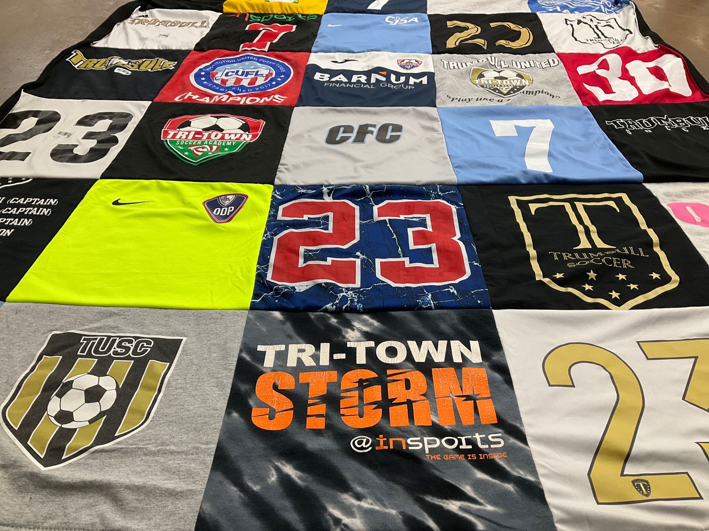 T-shirt quilt featuring tri-town soccer academy, trumbull united soccer by Jessica from CT