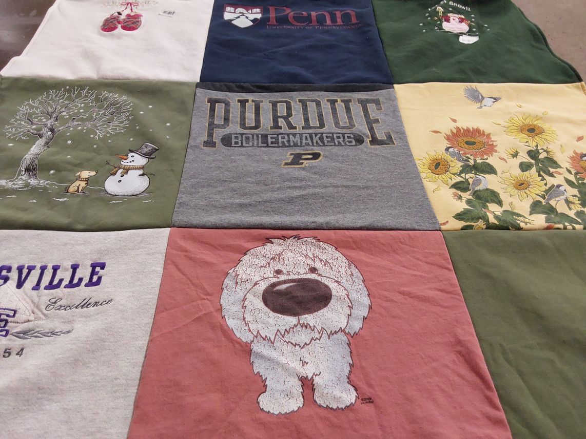 T-shirt quilt from university of pennsylvania, purdue university by Todd from IN